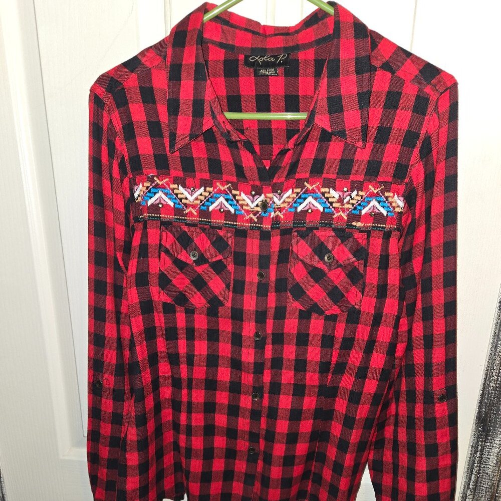 Red & Black Plaid Blouse